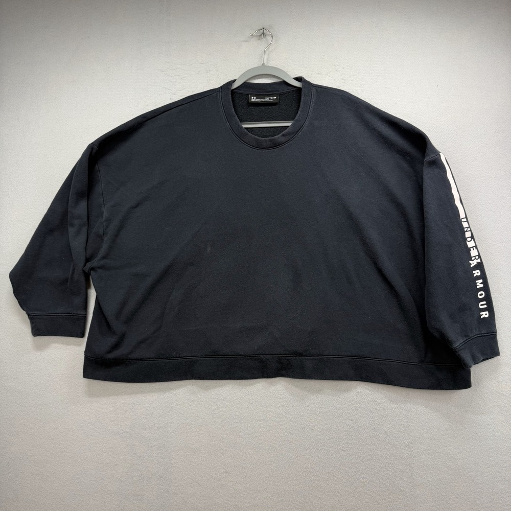 Under Armour Sweatshirt Women's XL Black Oversized Crewneck Pullover Sweater